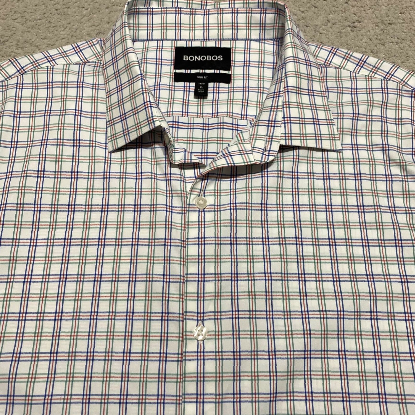 Bonobos Bonobos Shirt XL Mens Multicolor Plaid Long Sleeve Button-Front Nylon Slim Fit Size US XL / EU 56 / 4 - 6 Thumbnail