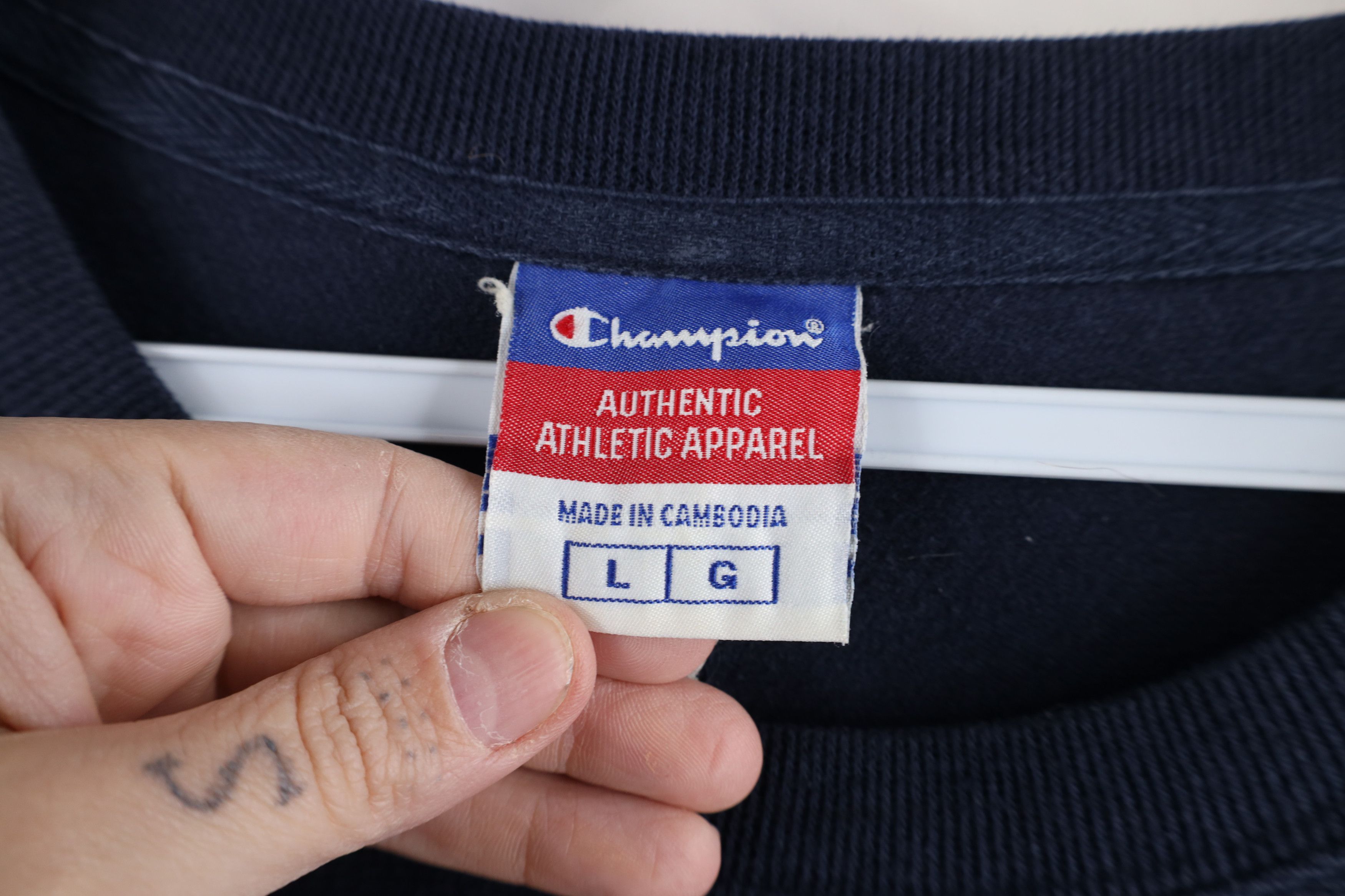 Champion × Vintage Vintage 90s Champion Ribbed Football Jersey T-Shirt Blue Size US L / EU 52-54 / 3 - 8 Thumbnail