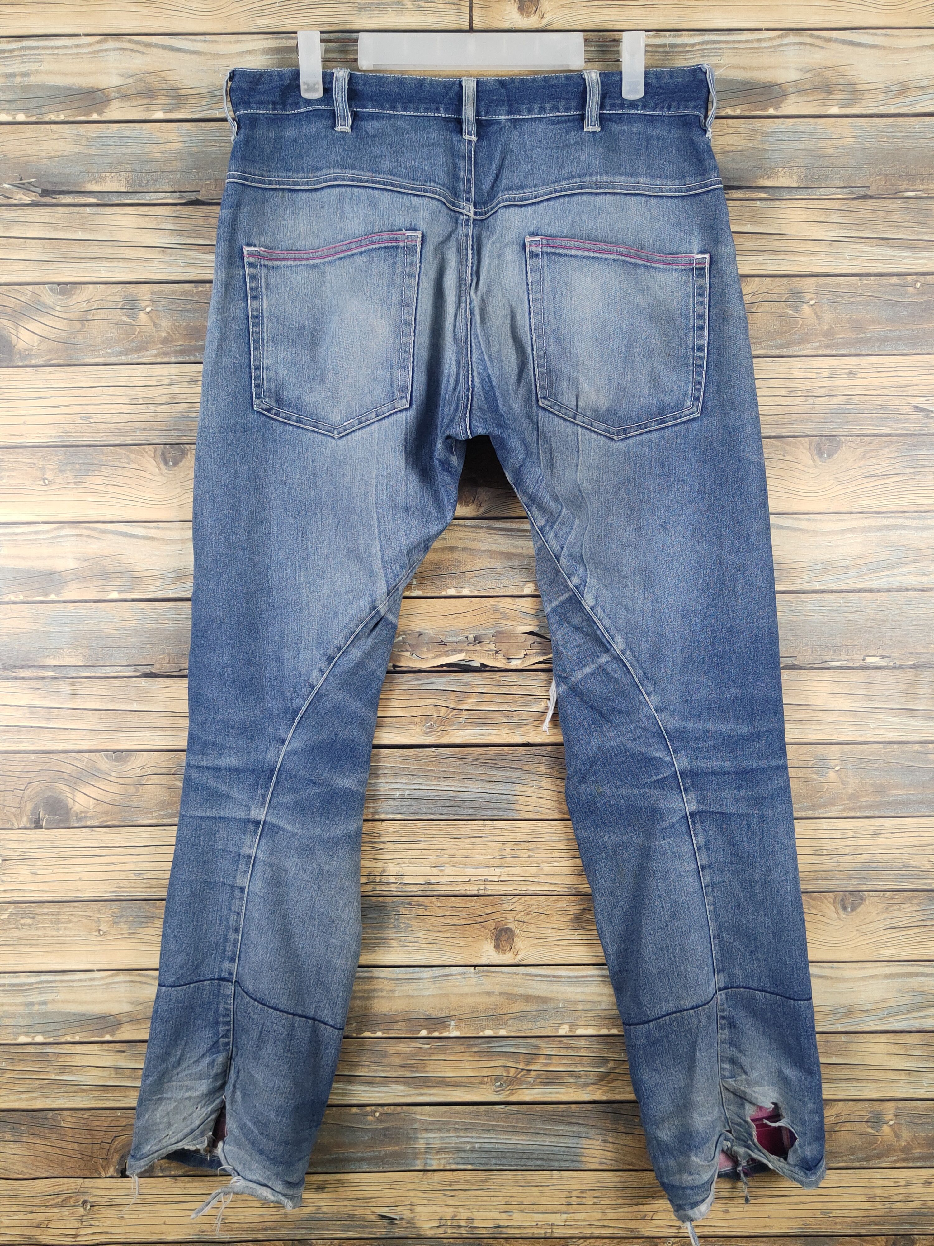 Japanese Brand UPST Upstart double waist Blue Ripped Soft Jeans #W1704 Size US 32 / EU 48 - 10 Thumbnail