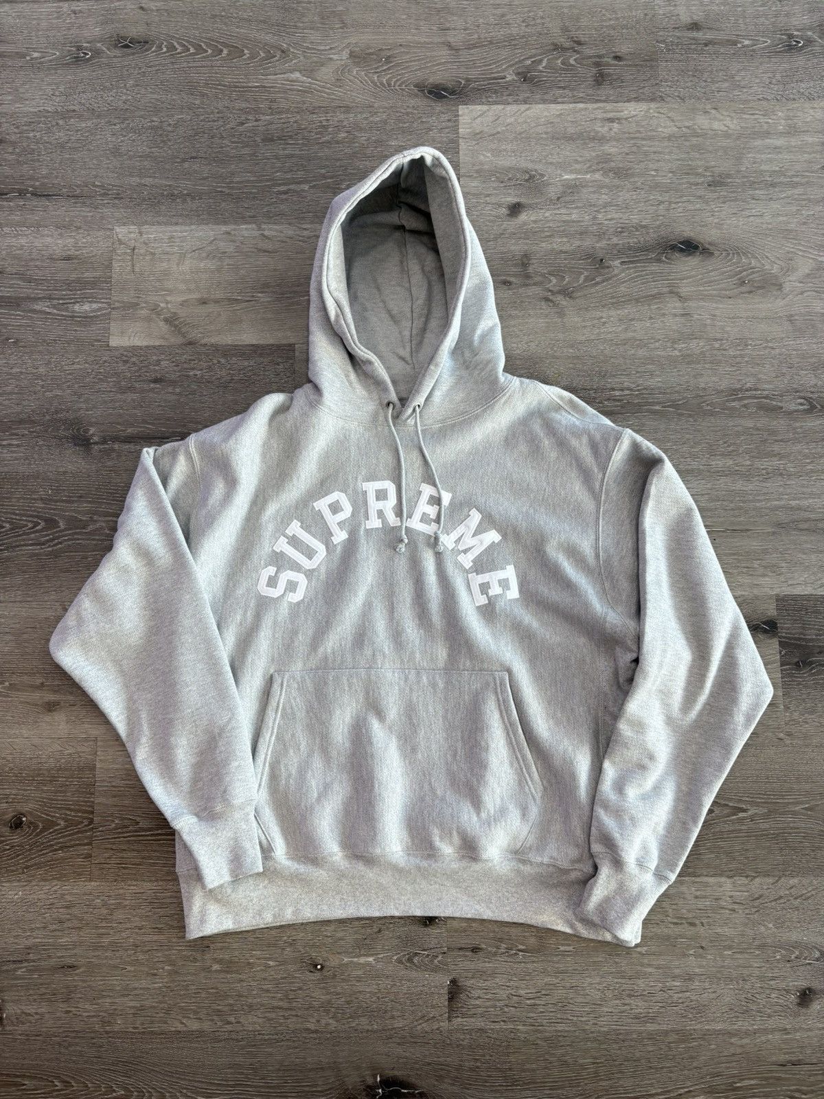 Champion × Supreme Supreme x Champion Hooded Sweatshirt (SS25) (Heather Grey) Size US XL / EU 56 / 4 - 1 Thumbnail