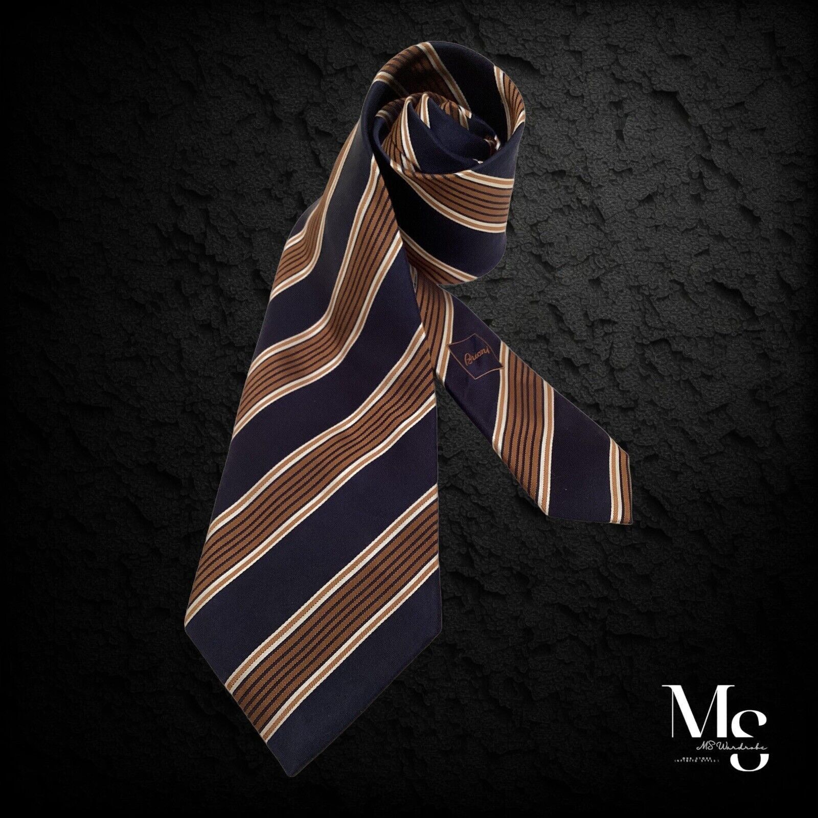 Brioni BRIONI XL Blue Brown Luxury Silk Tie Hand Made In Italy W: 3 Size ONE SIZE - 1 Thumbnail