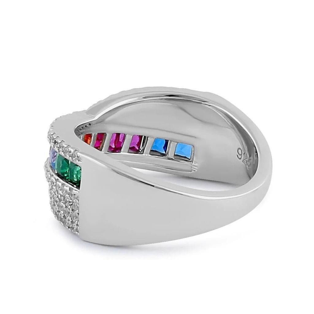 Other Sterling Silver Multicolor CZ Twist Ring New Size ONE SIZE - 4 Thumbnail