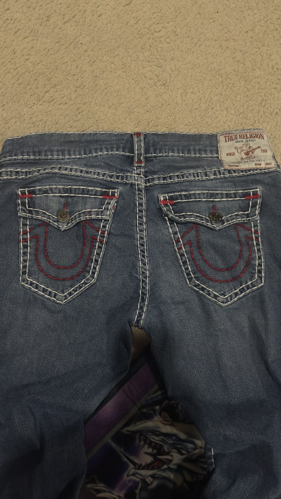 True Religion × Vintage True Religion jeans white stitch with hint of red Size US 38 / EU 54 - 3 Thumbnail