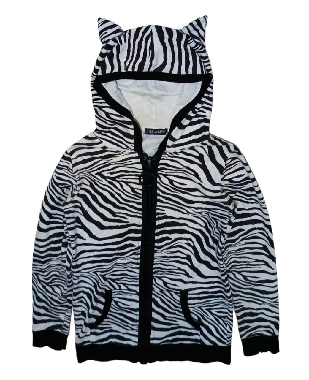 image of If Six Was Nine x Maris Rock 2000S Blue Strive- 3D Zebra Eared Hoodie Big Zip, Women's (Size Large)