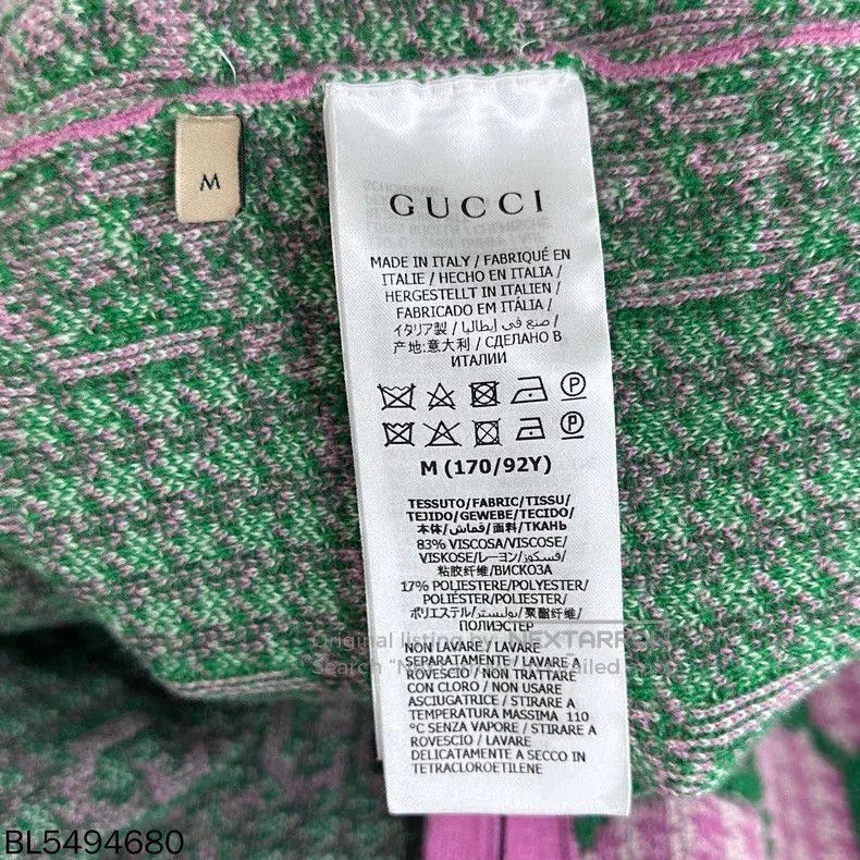 Gucci Gucci Pink and green colour block full logo knitted cardig Size M / US 6-8 / IT 42-44 - 5 Thumbnail
