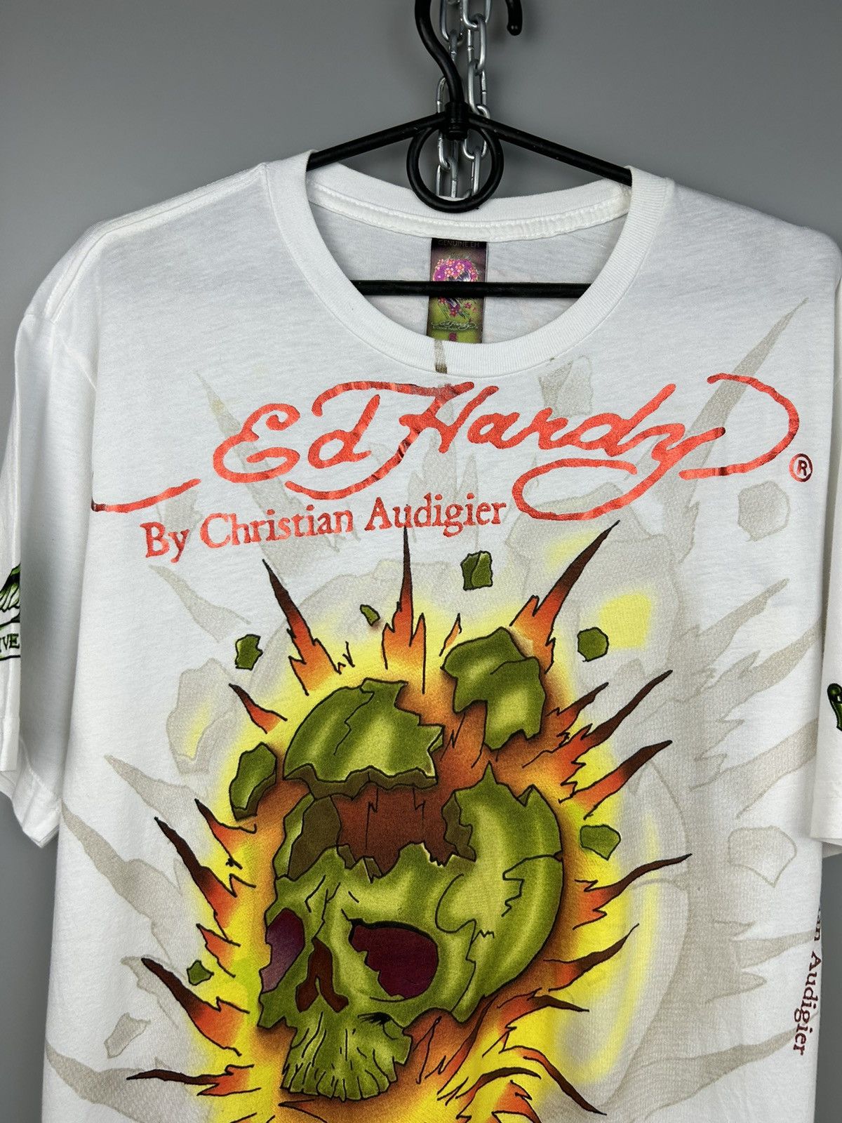 Christian Audigier × Ed Hardy × Vintage Ed Hardy by Christian Audigier All Over Printed T-Shirt Size US S / EU 44-46 / 1 - 2 Thumbnail