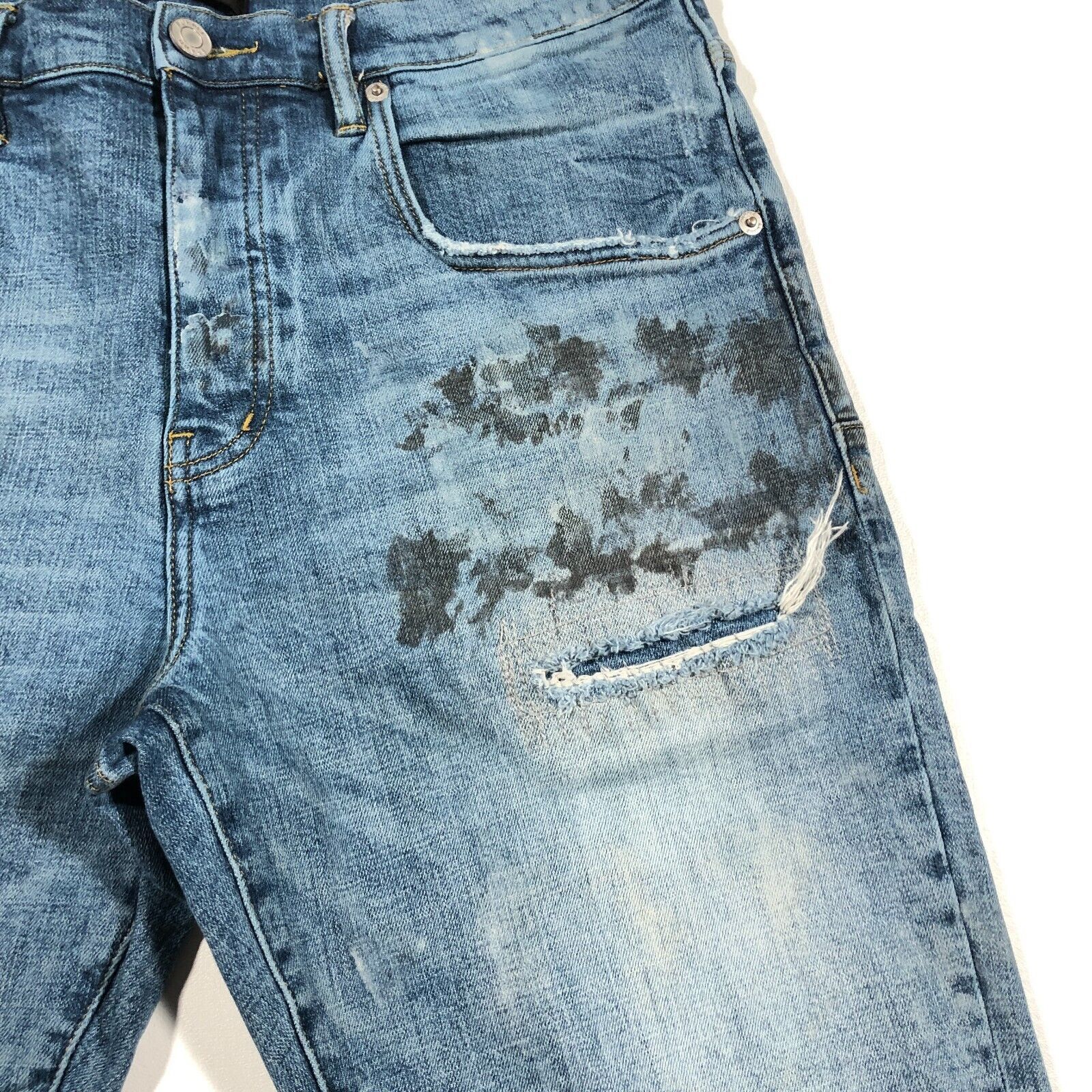 Purple Brand Purple Brand P002 Distressed Grungy Slim Skinny Jeans 34x34 Size US 34 / EU 50 - 4 Thumbnail
