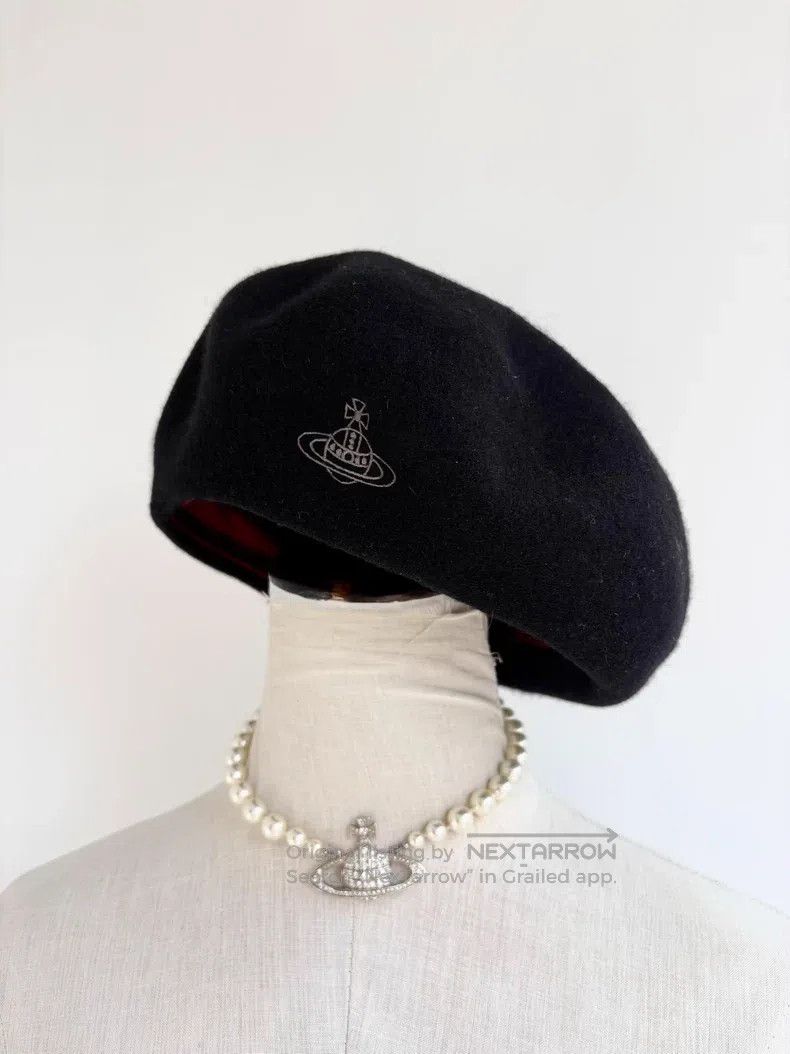Vivienne Westwood Vivienne Westwood Black Saturn embroidered beret Size ONE SIZE - 2 Thumbnail