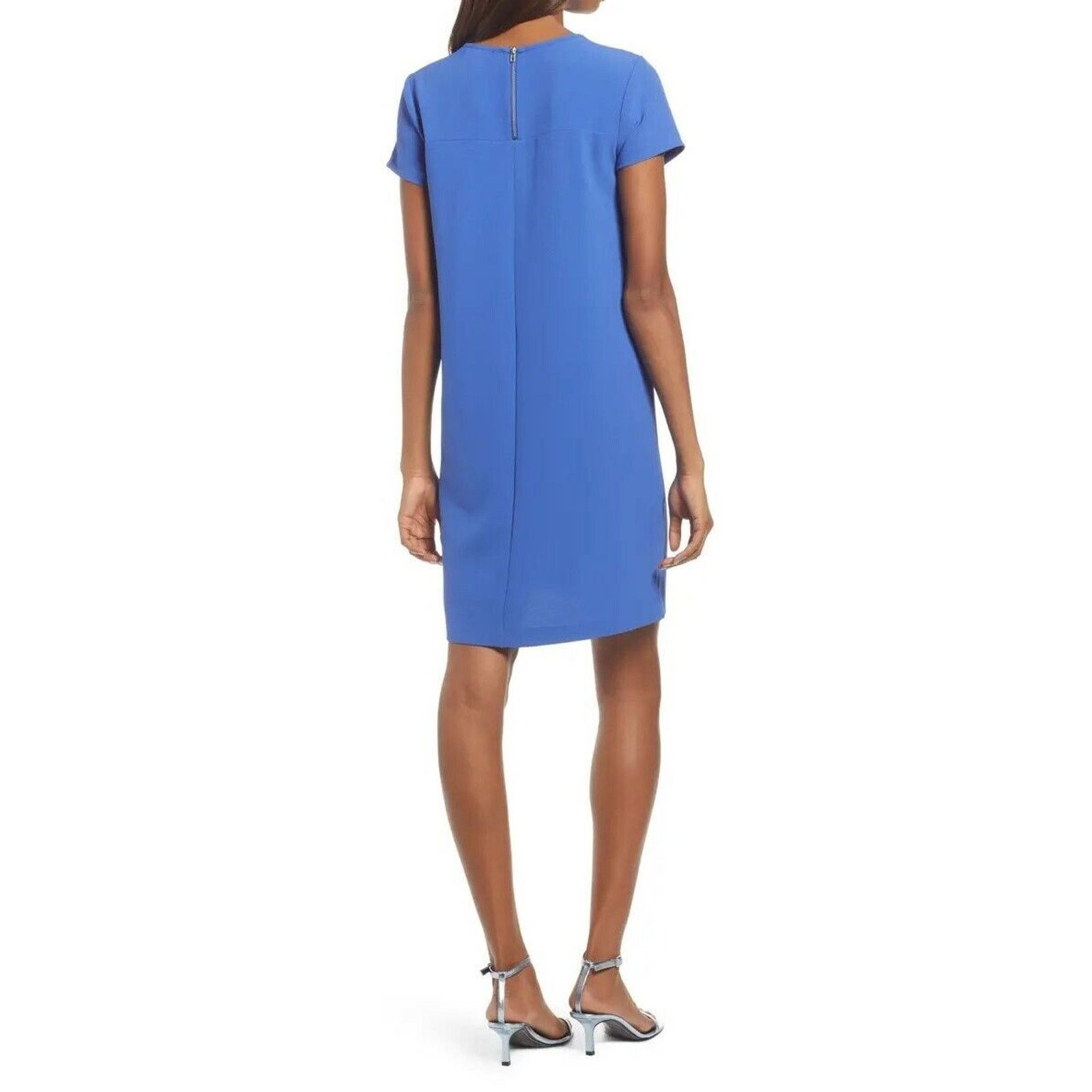 The Unbranded Brand Chelsea28 Women Blue Crepe A-line Shift Mini Dress Size S Size S / US 4 / IT 40 - 2 Thumbnail