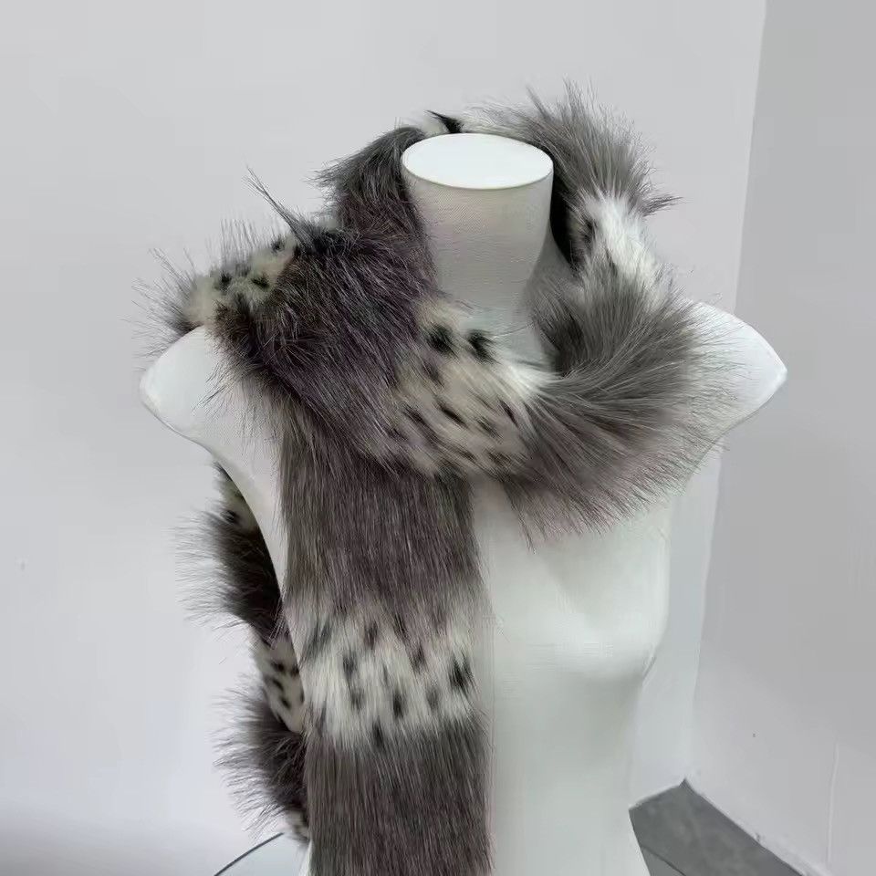 Other Faux Fur Leopard Y2k Trendy Polka Dot Plush Scarf Size ONE SIZE - 2 Thumbnail