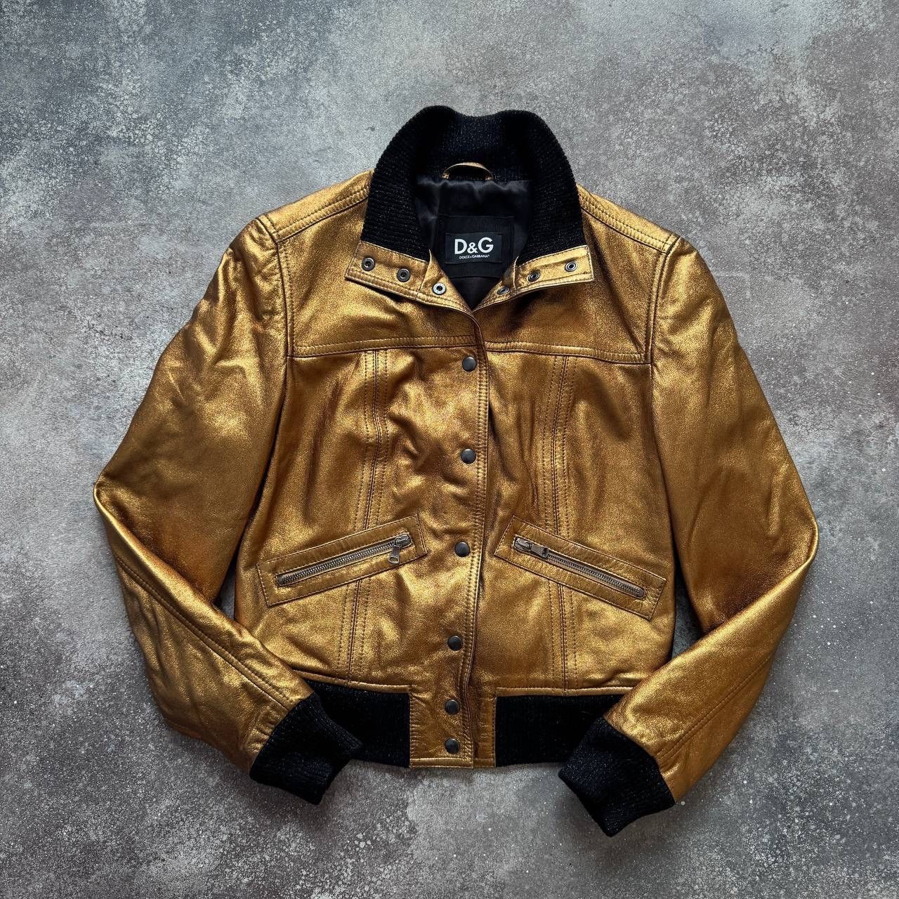 Dolce & Gabbana Dolce & Gabbana Vintage Y2K Glam Rock Gold Leather Jacket Size M / US 6-8 / IT 42-44 - 4 Thumbnail