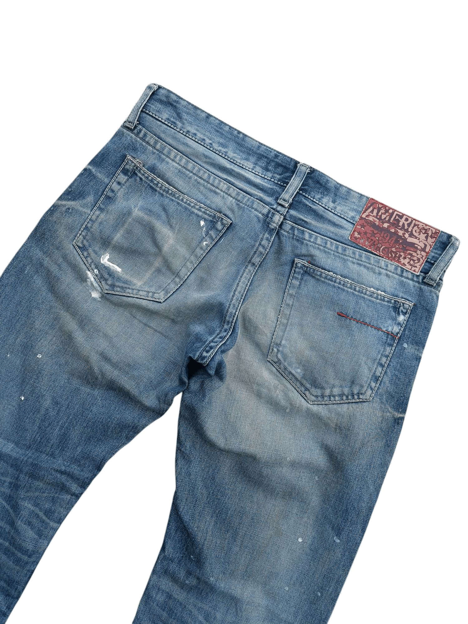 Japanese Brand × Vintage Japanese Varosh Splash Painted Whiskers Faded Denim E221 Size US 32 / EU 48 - 6 Thumbnail