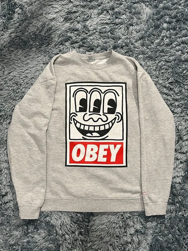 Obey Obey x Keith Haring 2012 Grey Crewneck Size US L / EU 52-54 / 3 - 1 Thumbnail