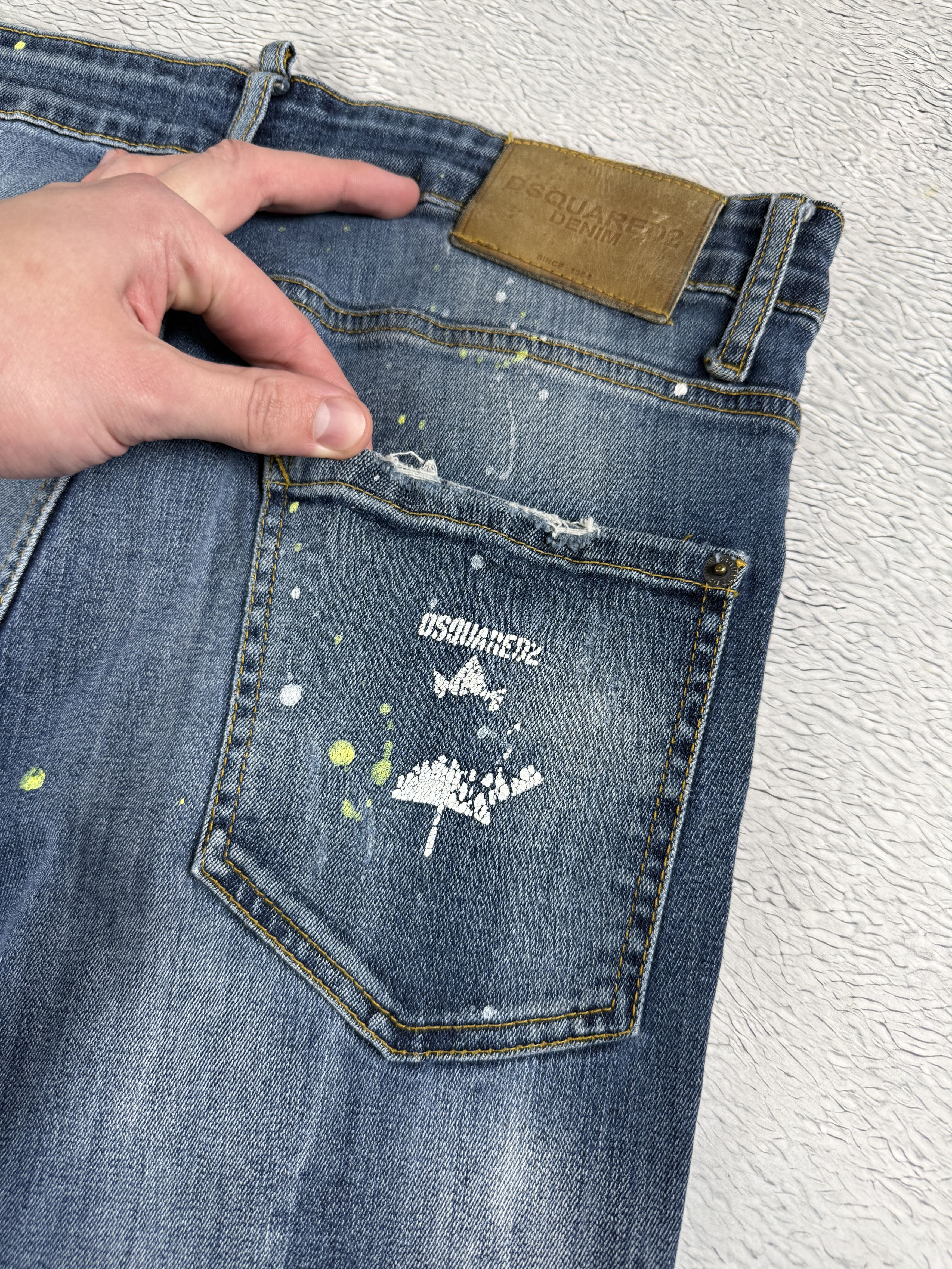 Dsquared2 Dsquared2 Slim Jeans Men's Blue Ripped Distressed Painted Size US 28 / EU 44 - 7 Thumbnail