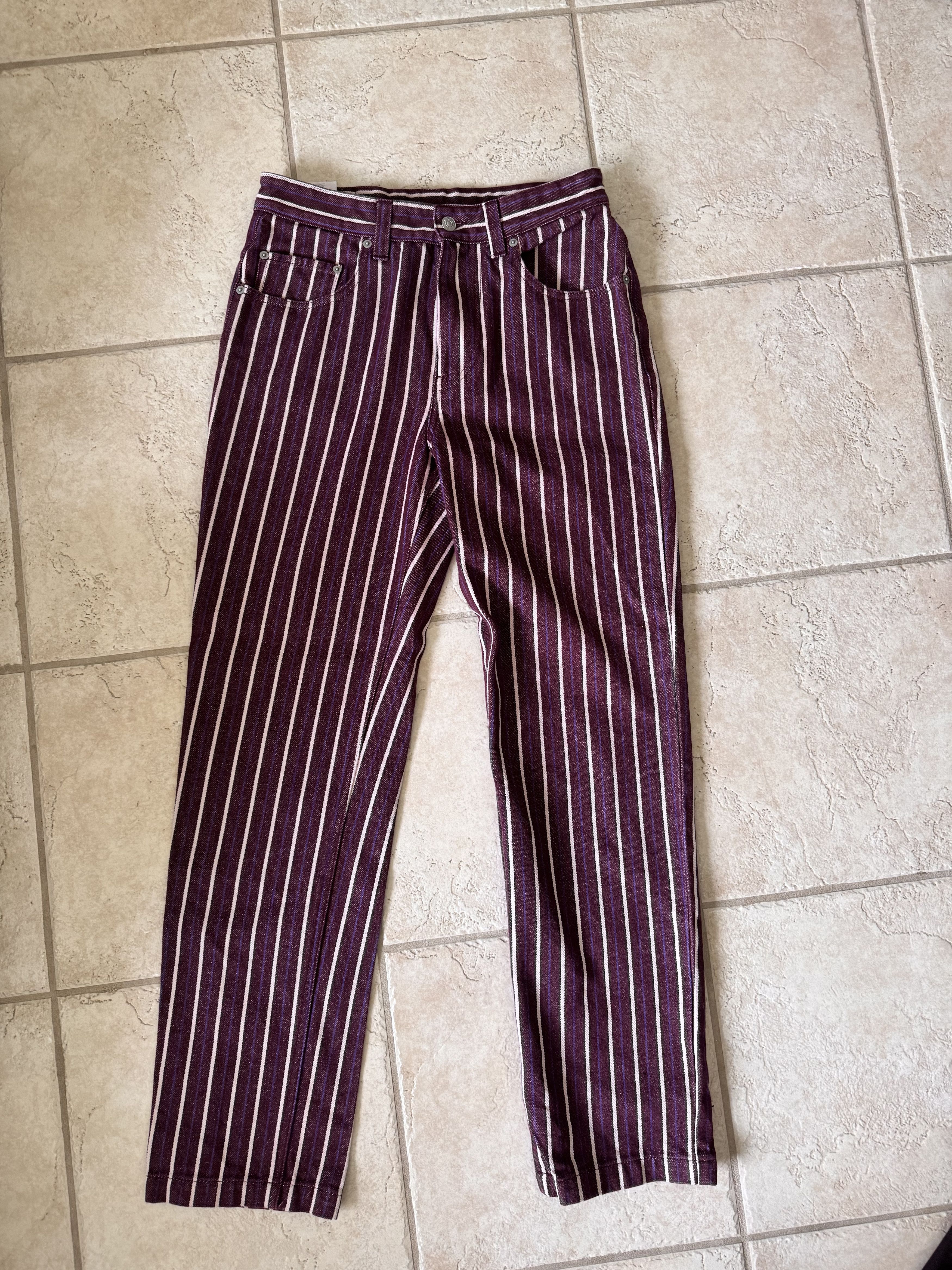 Napa by Martine Rose Burgundy Striped Straight Leg Jeans