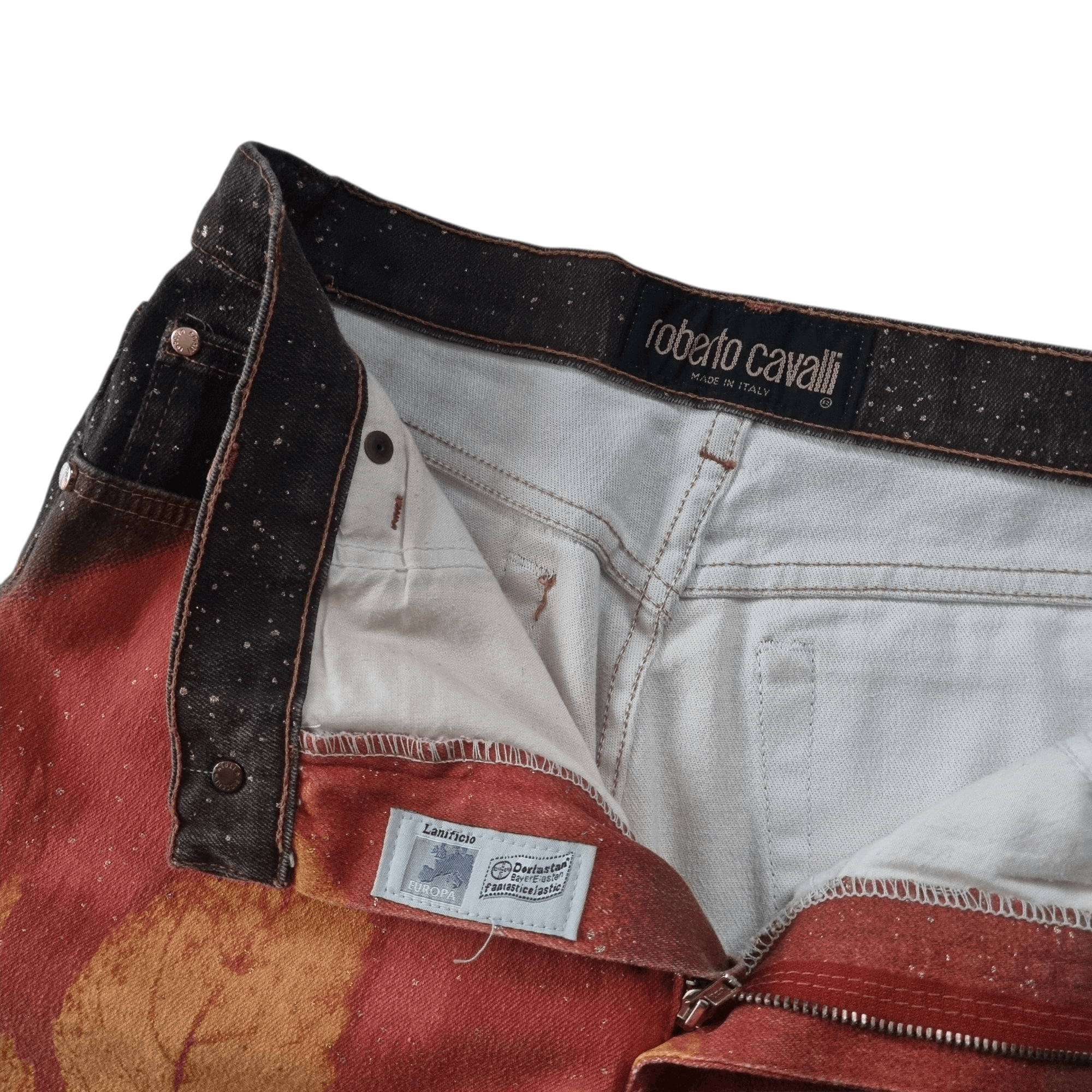 Roberto Cavalli Roberto Cavalli red leaf print jeans F/W 1999 Size 27" / US 4 / IT 40 - 3 Thumbnail