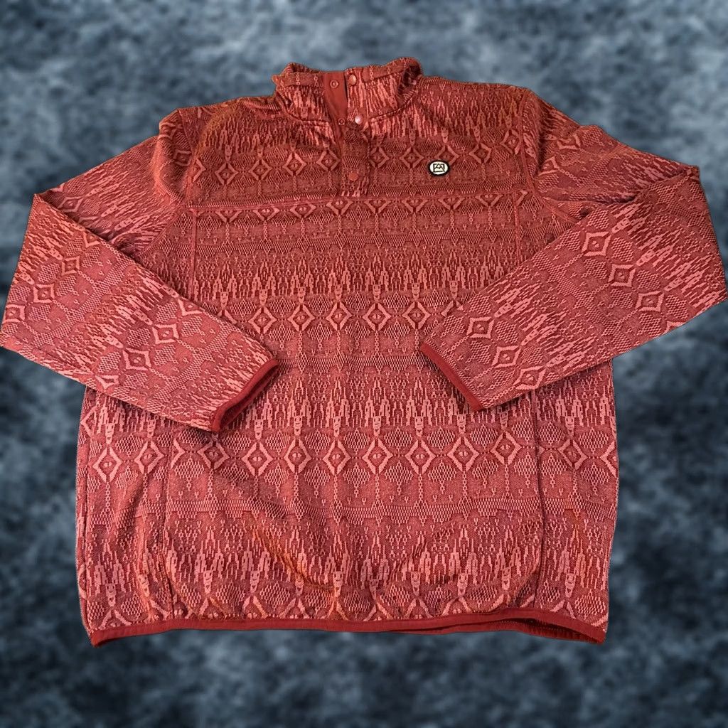 Avalanche Avalanche Pullover Mens Large Red Geometric Fleece Snap Neck Size US L / EU 52-54 / 3 - 1 Thumbnail
