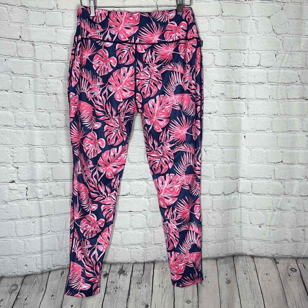 Paradise Simply Southern Leggings Women L Paradise Blue Pink Multicolor Capri New Size 36" / US 14 / IT 50 - 6 Thumbnail