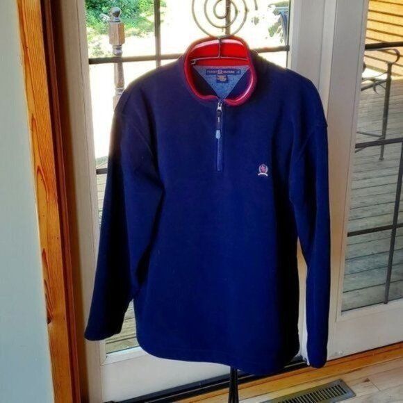Tommy Hilfiger Tommy Hilfiger Embroider Logo Sz L Blue w Red Accent 1/4 Zip Size US L / EU 52-54 / 3 - 1 Thumbnail