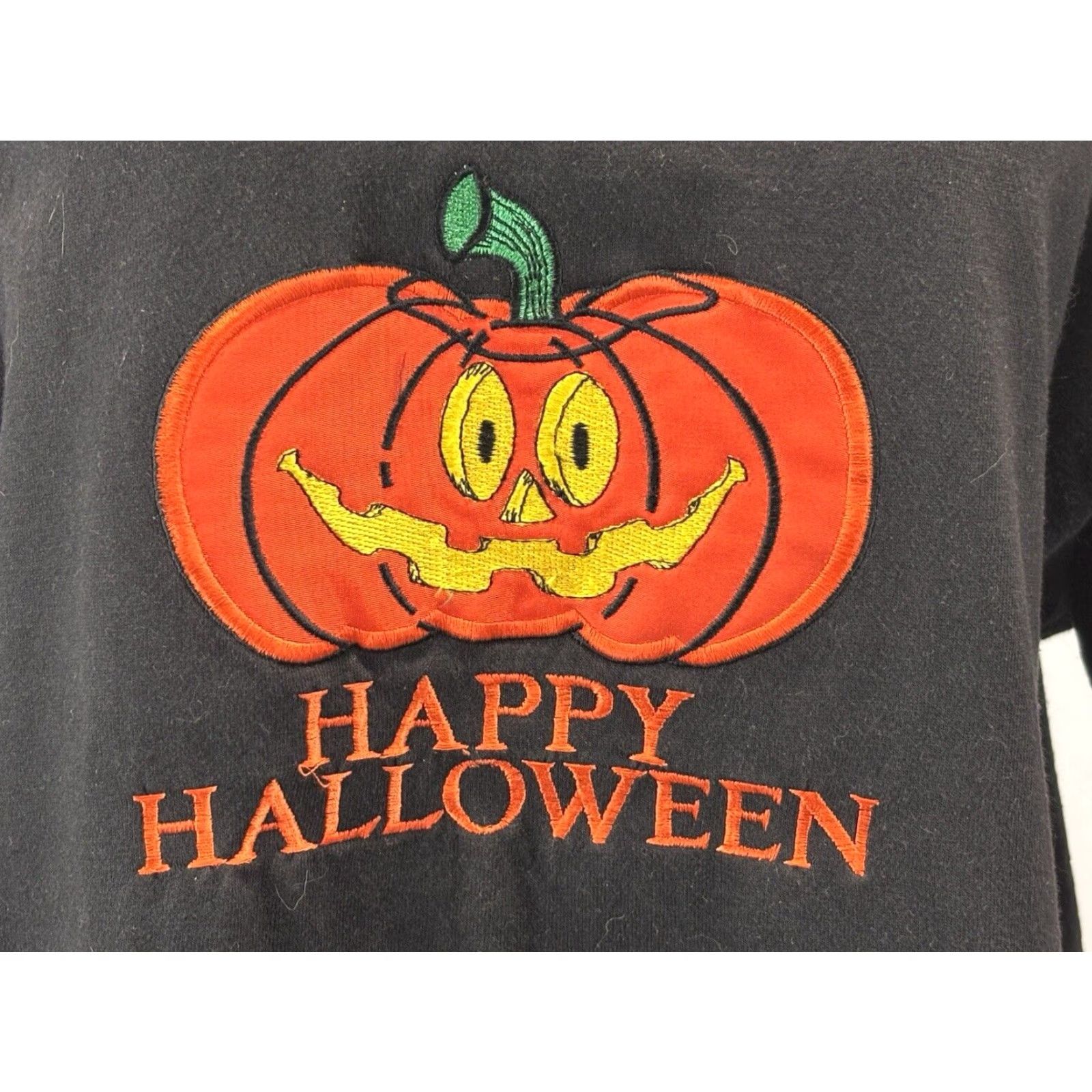 Vintage VINTAGE Oarsman 913 Halloween Embroidered Jack O Lantern Short Sleeve Black T Shirt Adult Large Unisex Size US L / EU 52-54 / 3 - 5 Thumbnail