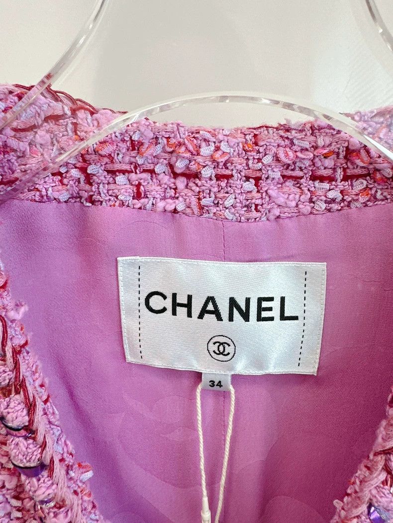Chanel Chanel Pink checkered tweed vest Size XXS / US 00 / IT 34 - 4 Thumbnail