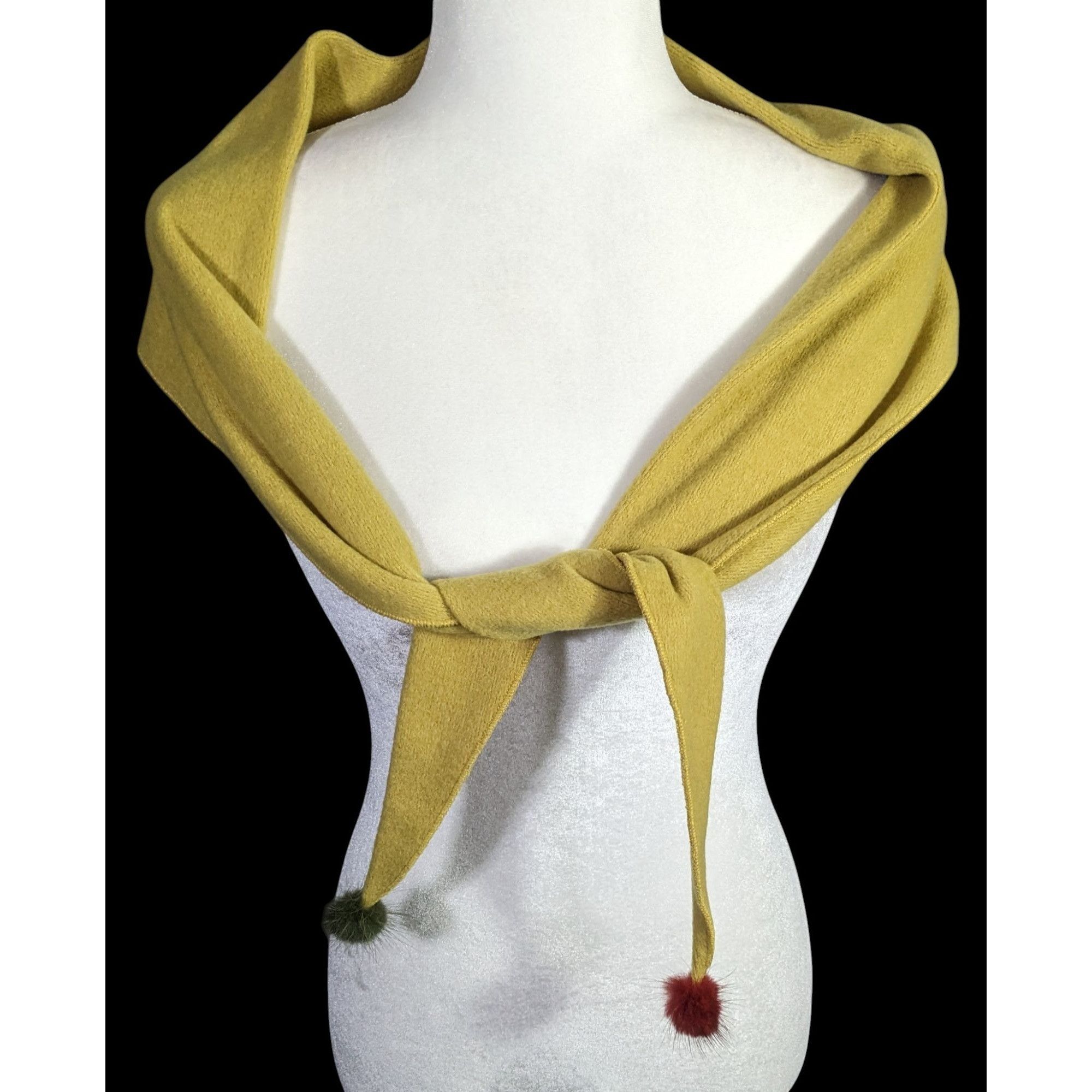 Other Medieval Style Yellow Fleece Scarf With Pom-Poms - 66 Inches Size ONE SIZE - 3 Thumbnail