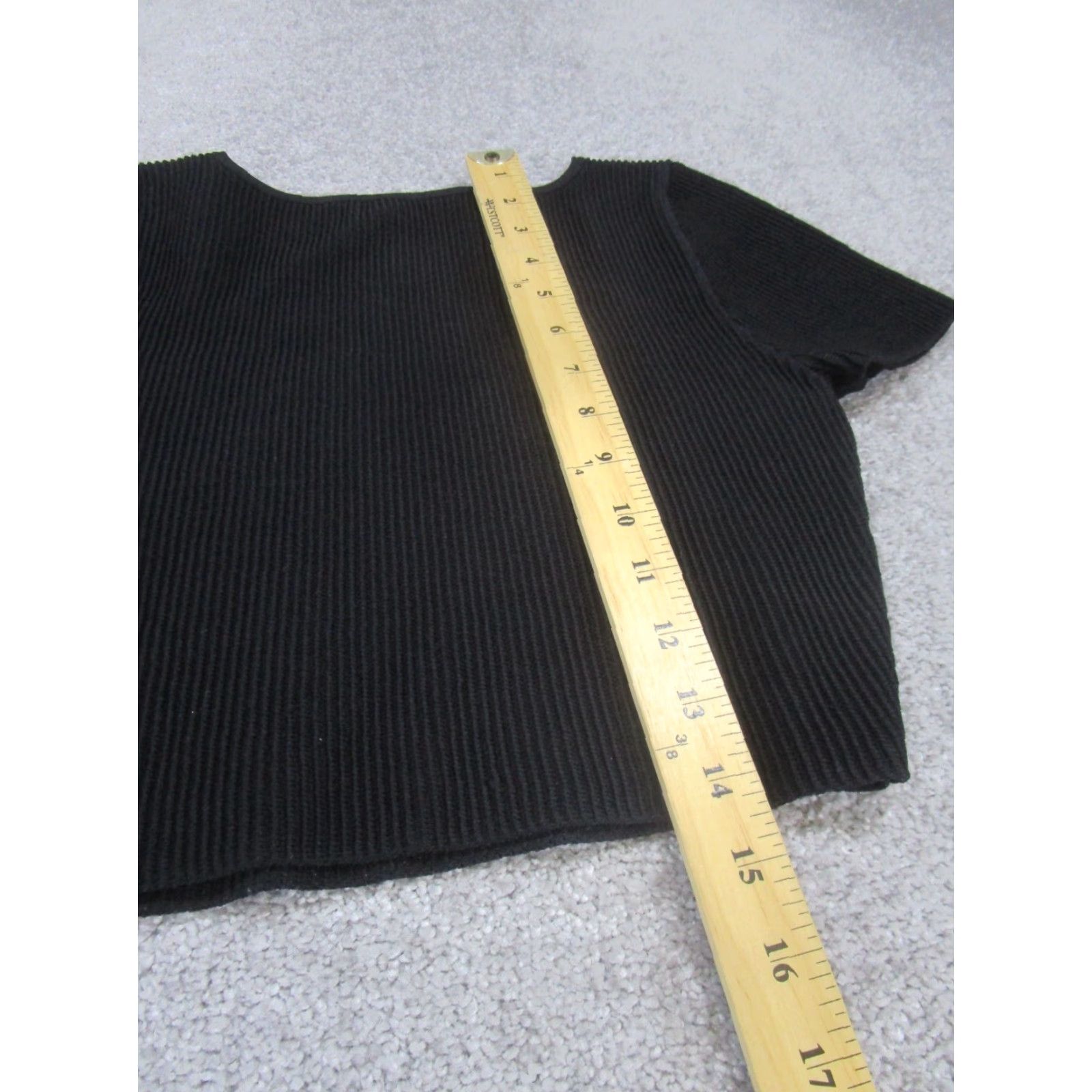 Vintage BABATON Shirt Womens M Black Ribbed Square Neck Short Sleeve Tee Size M / US 6-8 / IT 42-44 - 4 Thumbnail