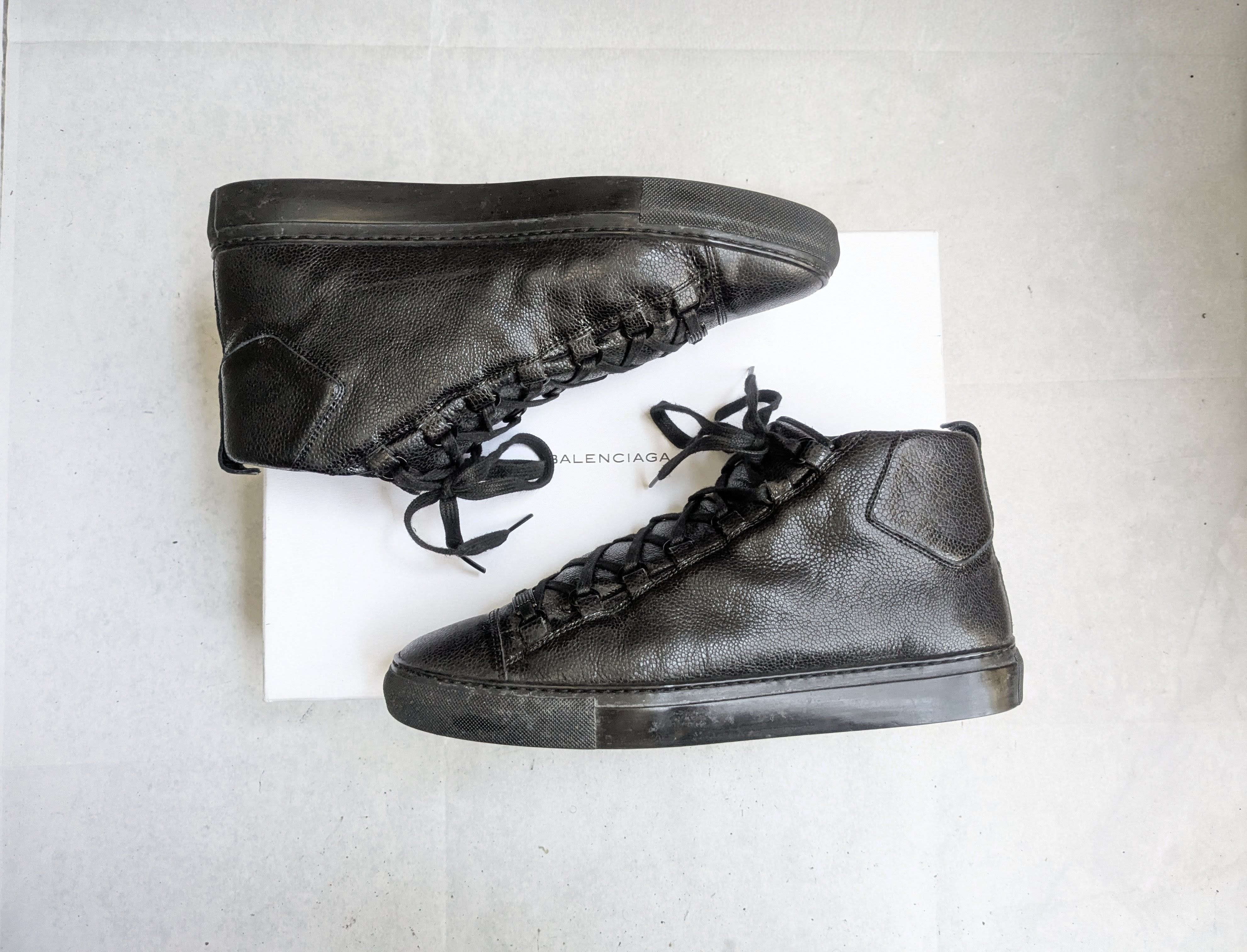 Balenciaga Balenciaga Arena High Top Sneakers Black 11 Leather Size US 11 / EU 44 - 1 Thumbnail