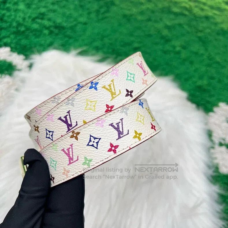 Louis Vuitton Louis Vuitton Multicolor Leather Belt with Gold Buckle. Size ONE SIZE - 3 Thumbnail