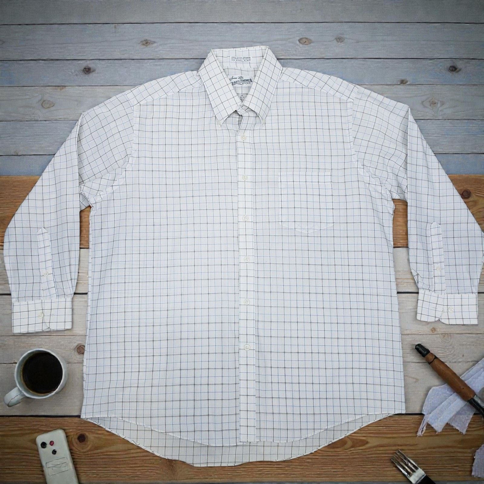 Sears × Vintage Vintage Sears Roebucks And Co. Shirt Single Needle Check 17 Size US L / EU 52-54 / 3 - 2 Thumbnail