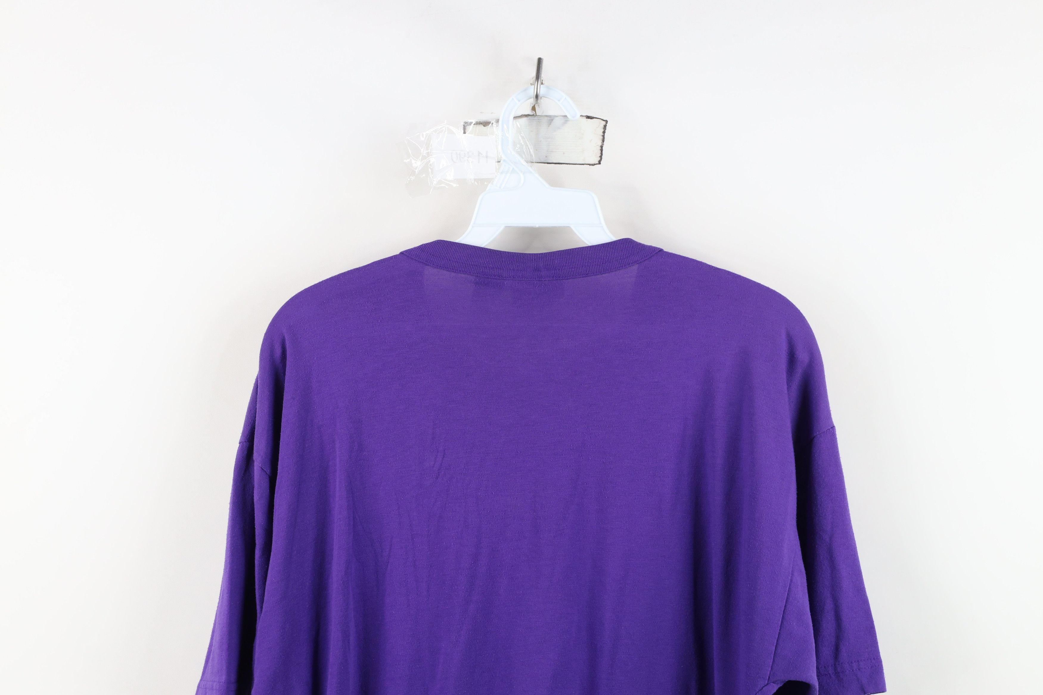 Vintage Vintage 90s Streetwear Blank Knit Pocket T-Shirt Purple Size L / US 10 / IT 46 - 12 Thumbnail