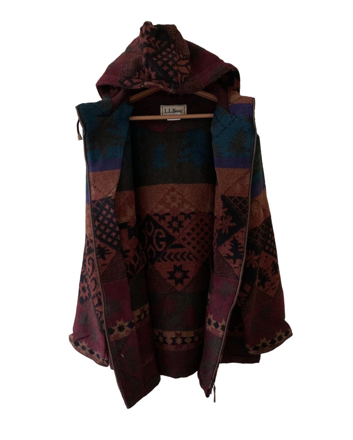 L.L. Bean LL BEAM native Navajo wool hoodie motive made In PORTUGAL Size US S / EU 44-46 / 1 - 7 Thumbnail