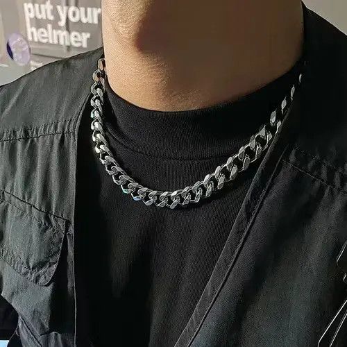 Jewelry × Vintage Men's Hip Hop Titanium Steel Clavicle Chain Size ONE SIZE - 4 Thumbnail