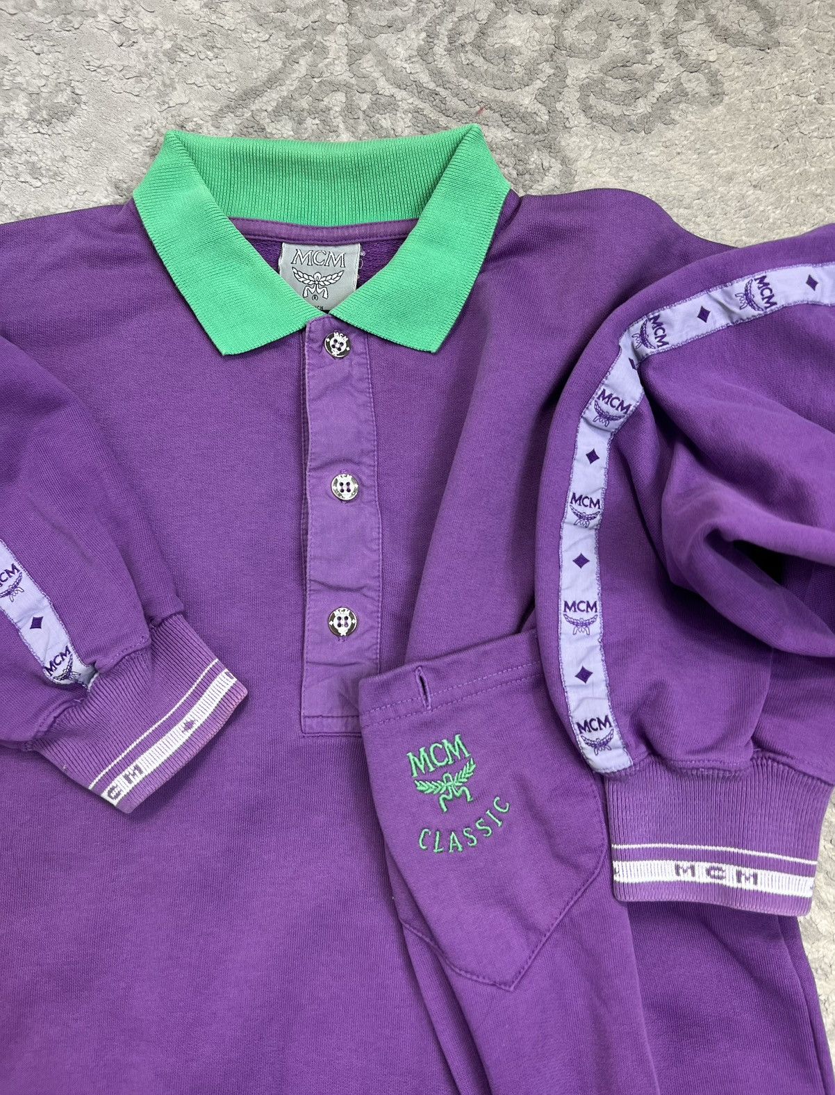MCM MCM Vintage 90's Multi Logo Lampas Polo sweatshirt Size US XL / EU 56 / 4 - 3 Thumbnail