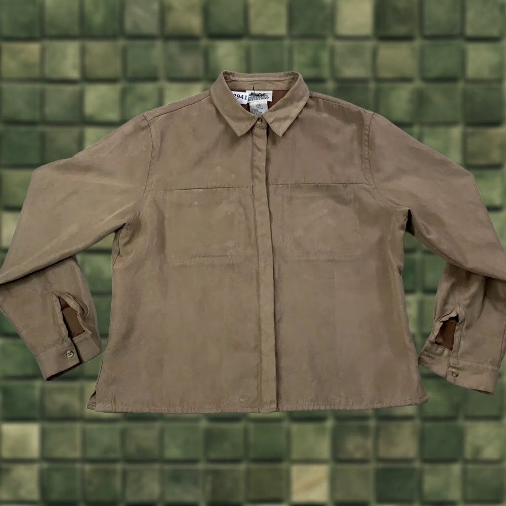 Northern Reflections VINTAGE Northern Reflections Faux Suede Pocket Front Button-Up Womens Shirt Medium Brown 12941 Size M / US 6-8 / IT 42-44 - 1 Thumbnail