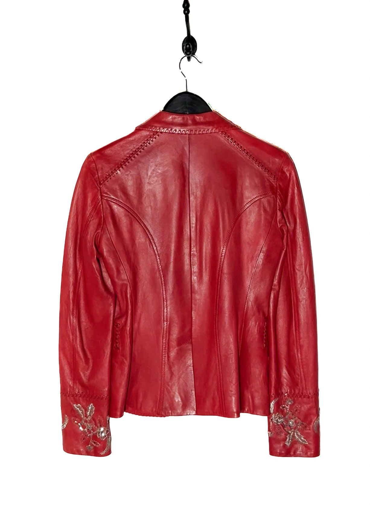 John Galliano Galliano Red Distressed Leather Embellished Blazer Size M / US 6-8 / IT 42-44 - 7 Thumbnail