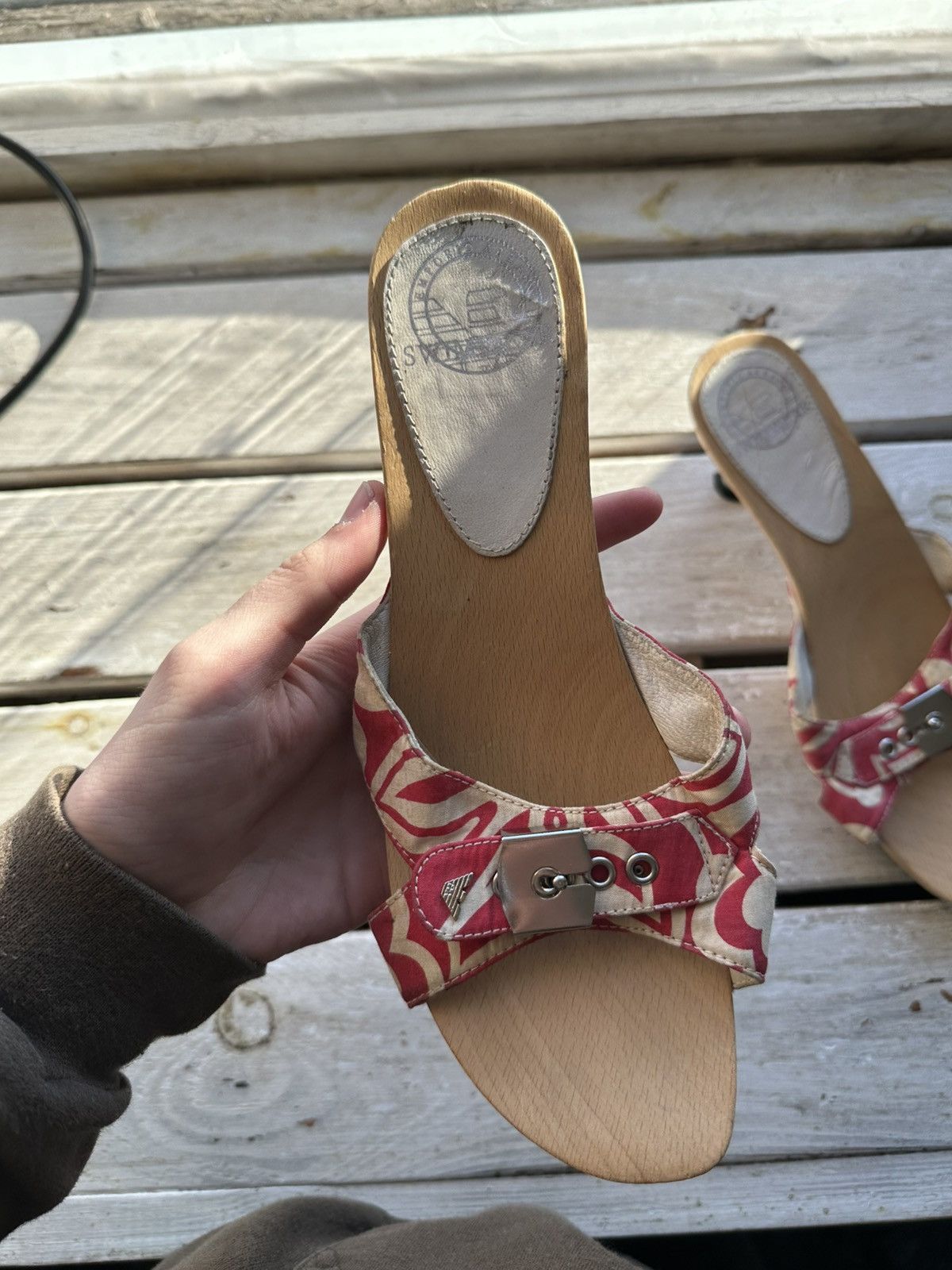Emporio Armani × Vintage 🚨Vintage Emporio Armani Heels Shoes wood rare AVANT GARDE Size US 8 / IT 38 - 6 Thumbnail