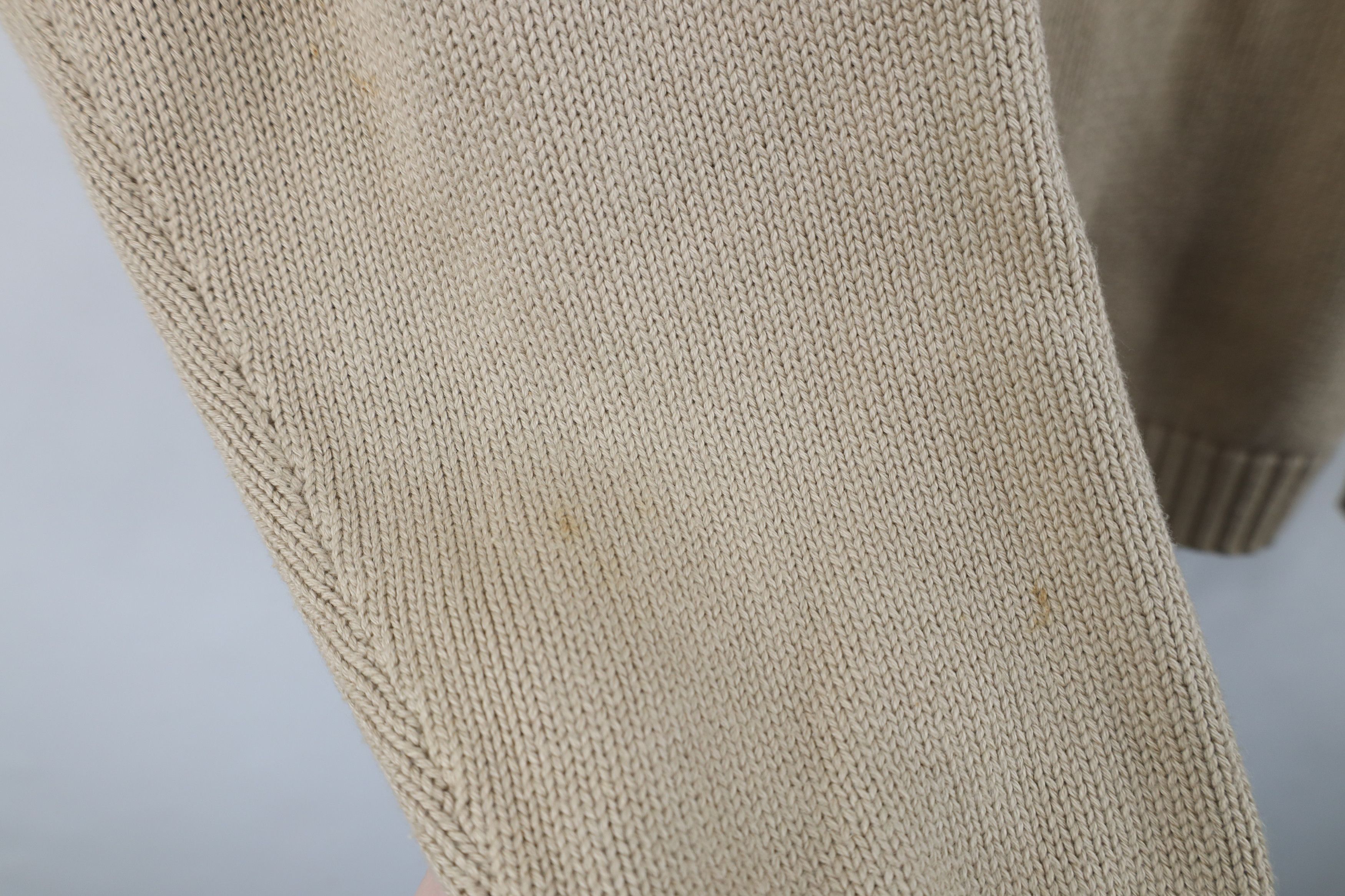 L.L. Bean Vintage 90s LL Bean Blank Cotton Knit V-Neck Sweater Beige Size US L / EU 52-54 / 3 - 9 Thumbnail