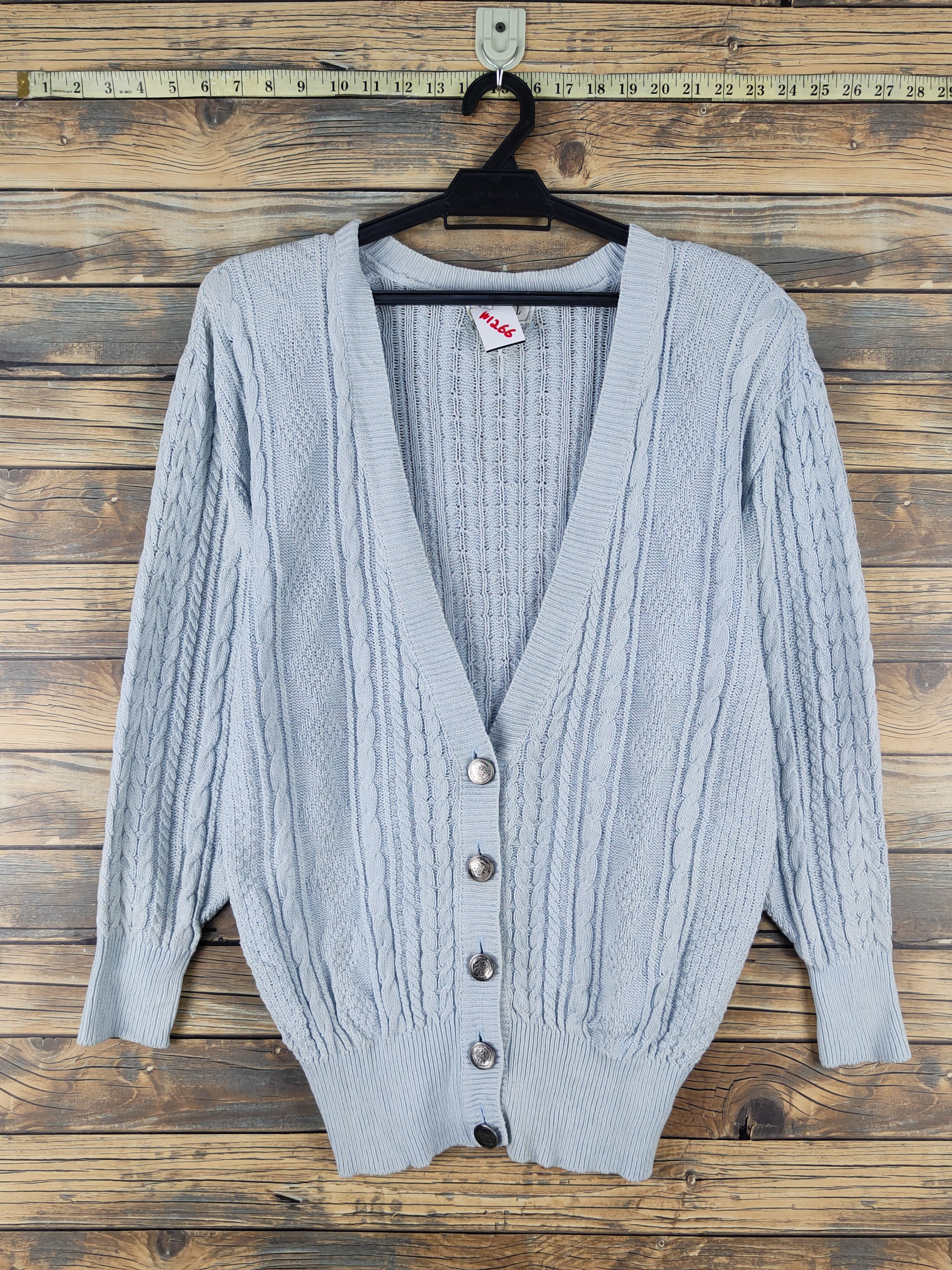 Aran Isles Knitwear × Japanese Brand Liberal Blue Knitwear Cardigan #W1266 Size M / US 6-8 / IT 42-44 - 1 Thumbnail