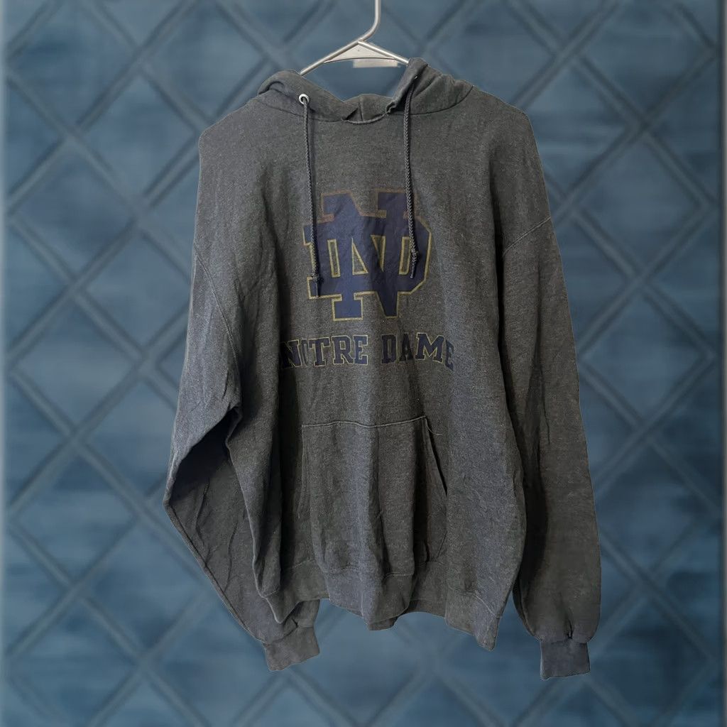 Champion VINTAGE Champion Reverse Weave Sweatshirt Hoodie Mens Large Gray Notre Dame Fighting Irish College Sports Graphic Print Pockets Kn Size US L / EU 52-54 / 3 - 1 Thumbnail