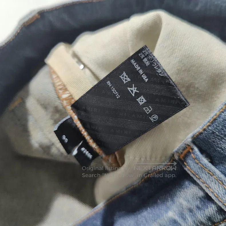 Amiri Amiri Size 33 Knife cut cashew flower patch blue jeans Size US 33 - 6 Thumbnail