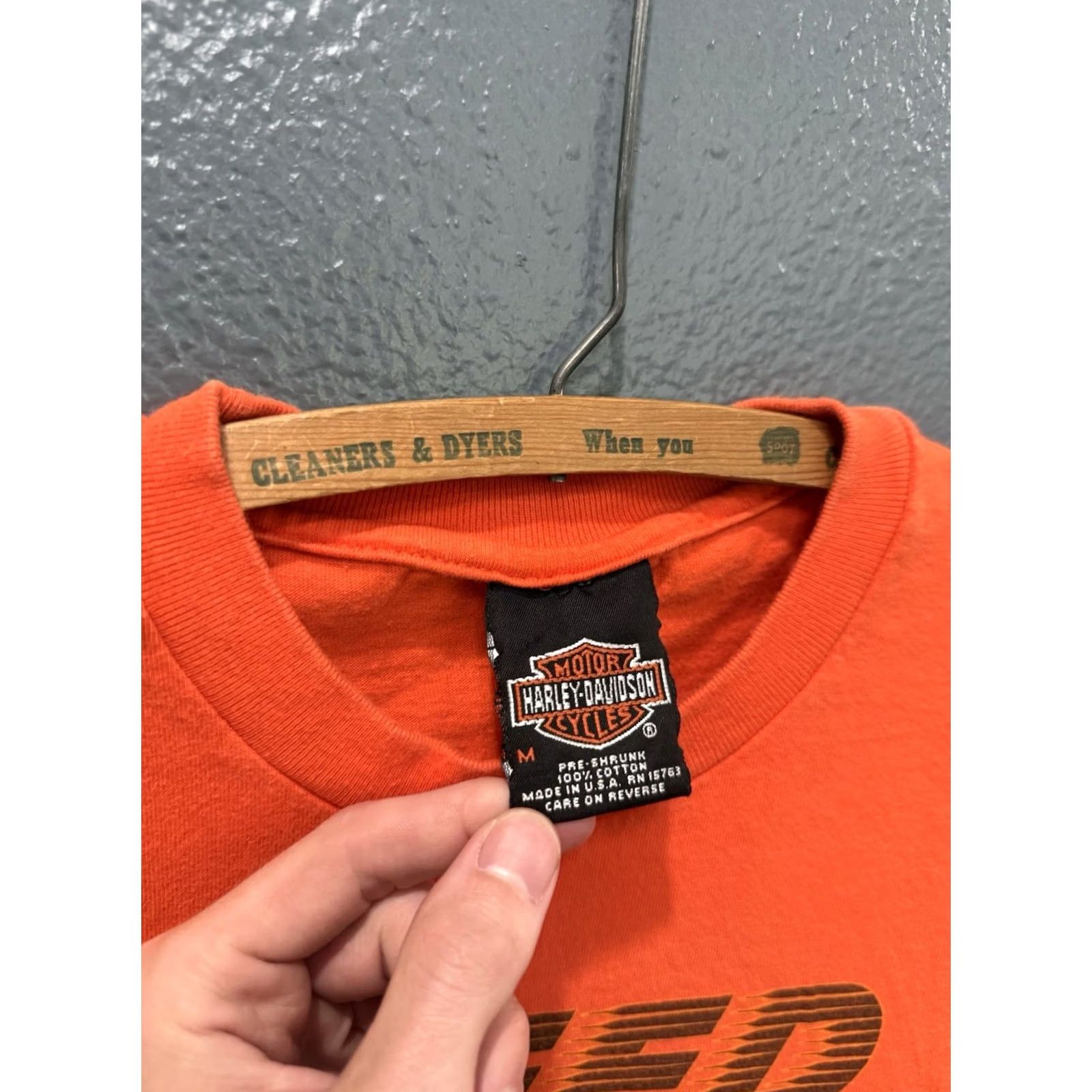 Harley Davidson VINTAGE Harley-Davidson T-Shirt Orange Biker Medium Mens 90s Racing 9/10 Shirt Size US M / EU 48-50 / 2 - 2 Thumbnail