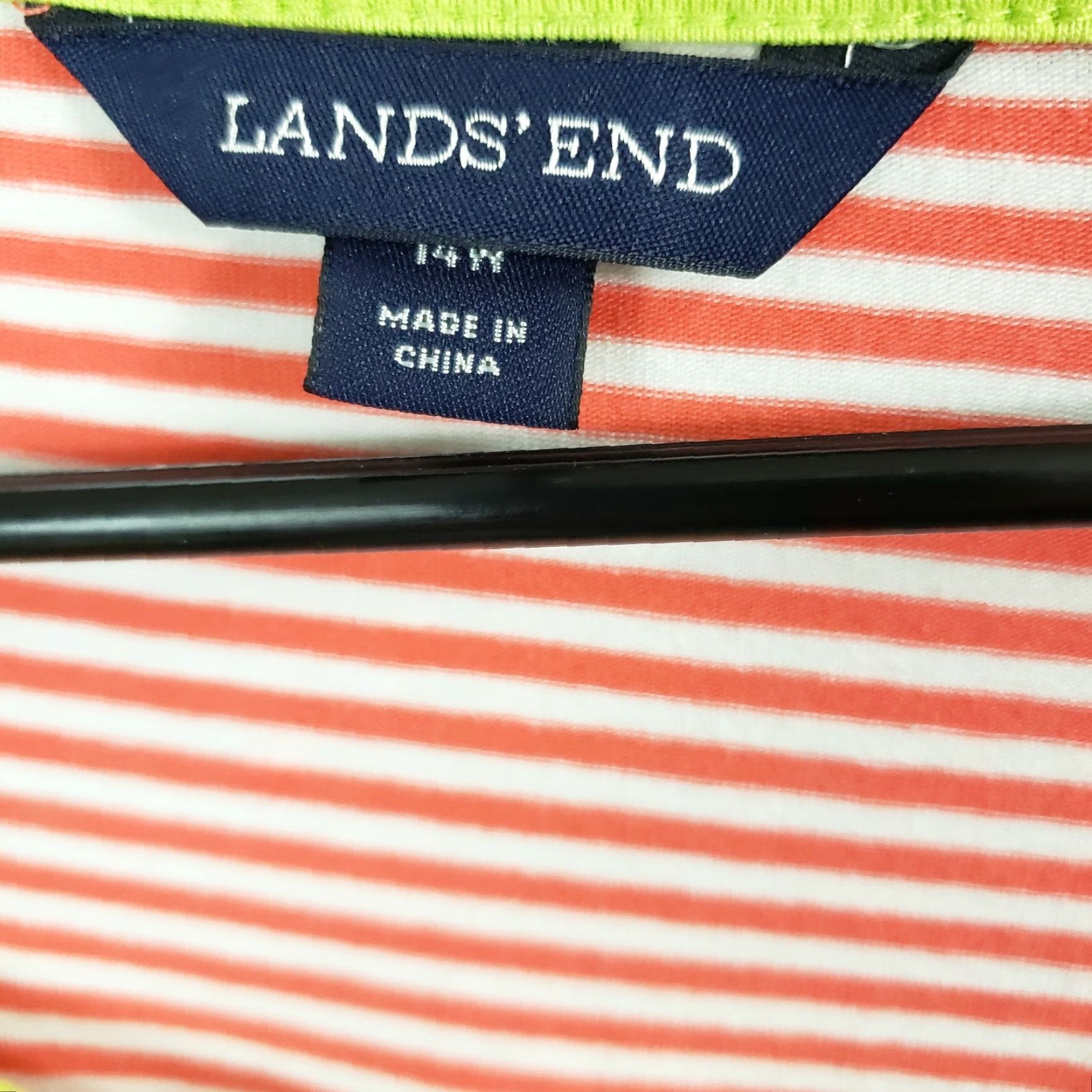 Lands' End VINTAGE Lands End Womens Dress Sz 14W Coral Pink Striped Short Sleeve Cotton Blend Size 36" / US 14 / IT 50 - 5 Thumbnail