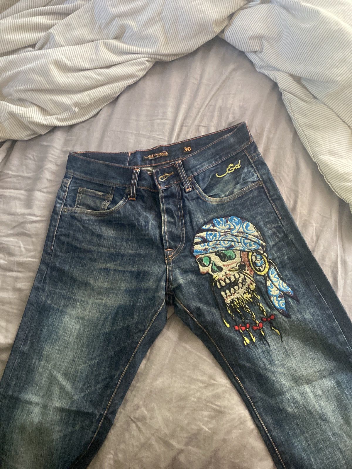 Vintage Ed Hardy Pirate Style Denim Jeans