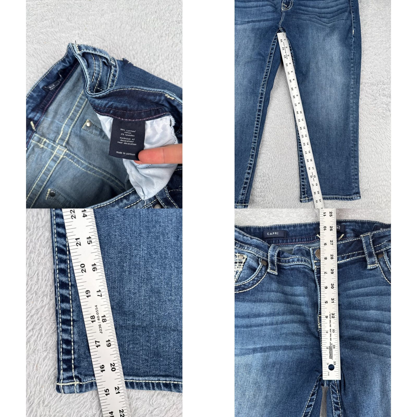 Vintage VIGOSS Jeans Womens 12 Blue Denim Carpi Embroidered Mid Rise Cotton Blend 32x21 Jeans Size 34" / US 12 / IT 48 - 8 Thumbnail