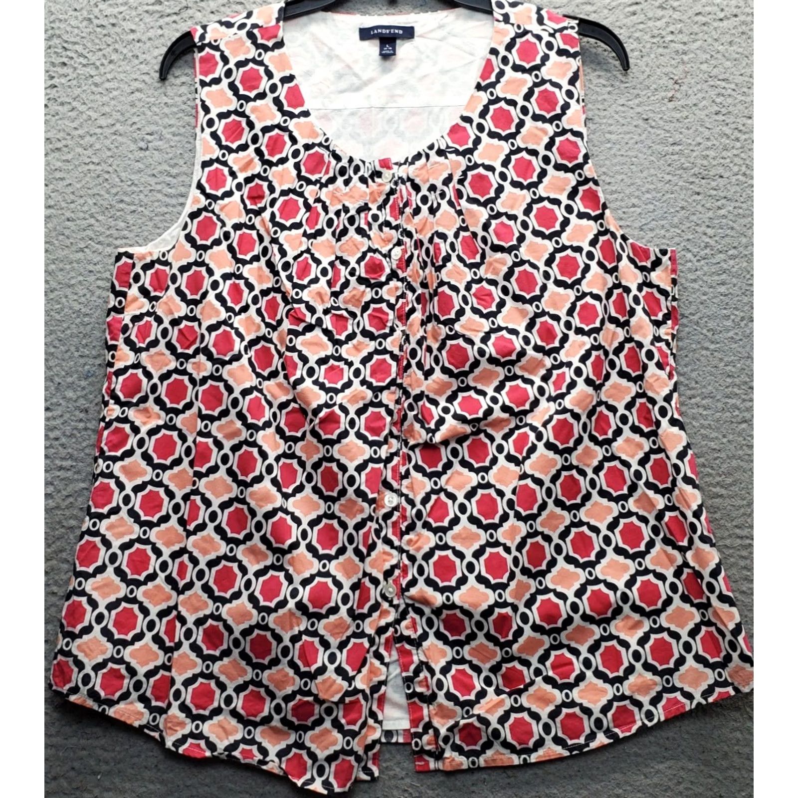 Lands' End Lands' End Blouse Womens Large Multicolor Geometric Lined Sleeveless Button Front Top Size L / US 10 / IT 46 - 2 Thumbnail