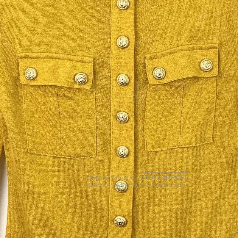 Balmain Balmain Yellow Wool Pullover Sweater for Women . Size XXS / US 00 / IT 34 - 4 Thumbnail