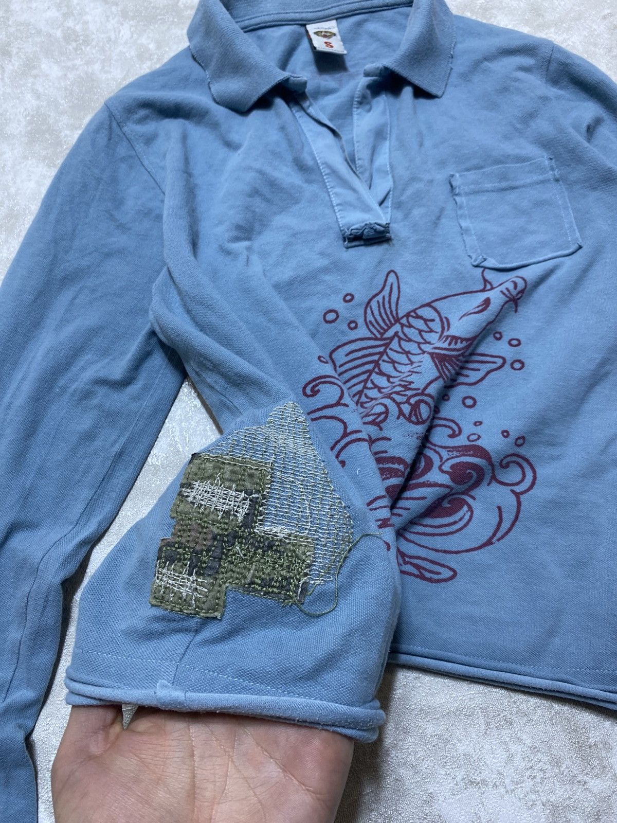 Ed Hardy Vintage Ed Hardy Dragon Graphic Long Sleeve Shirt Blue Y2K Size S / US 4 / IT 40 - 3 Thumbnail