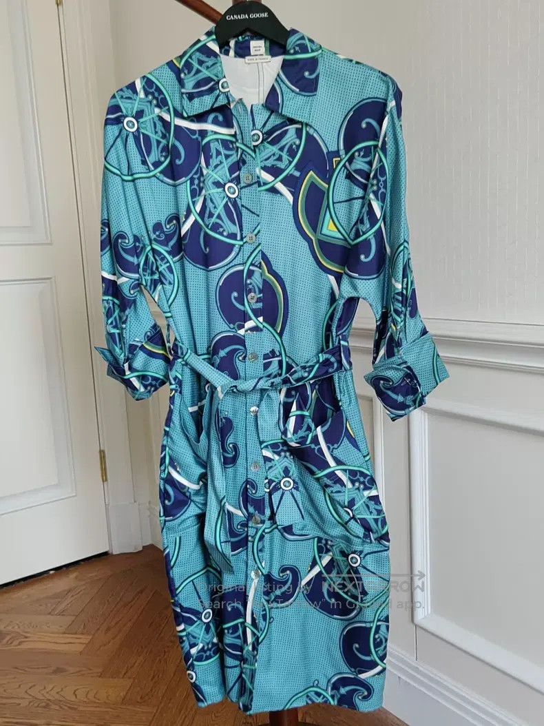 Hermes Hermes Silk dress with all-over logo, 100% silk Size XS / US 0-2 / IT 36-38 - 1 Thumbnail