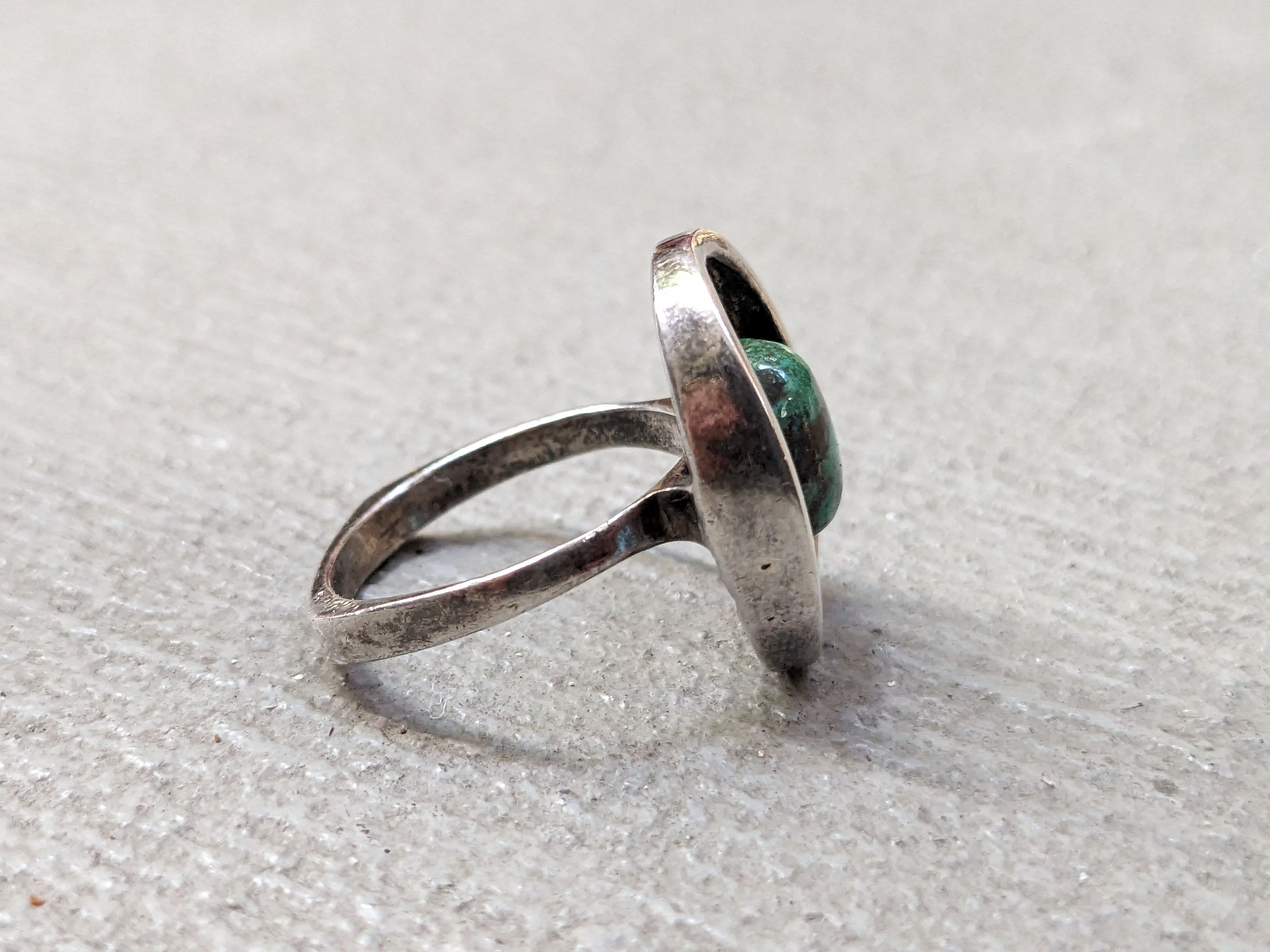 Jewelry Vintage Sterling Silver Ring 6.75 Green Eilat Modern MCM Size ONE SIZE - 6 Thumbnail